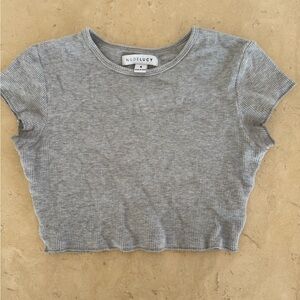 Nude Lucy Gray Ribbed cropped Tee S